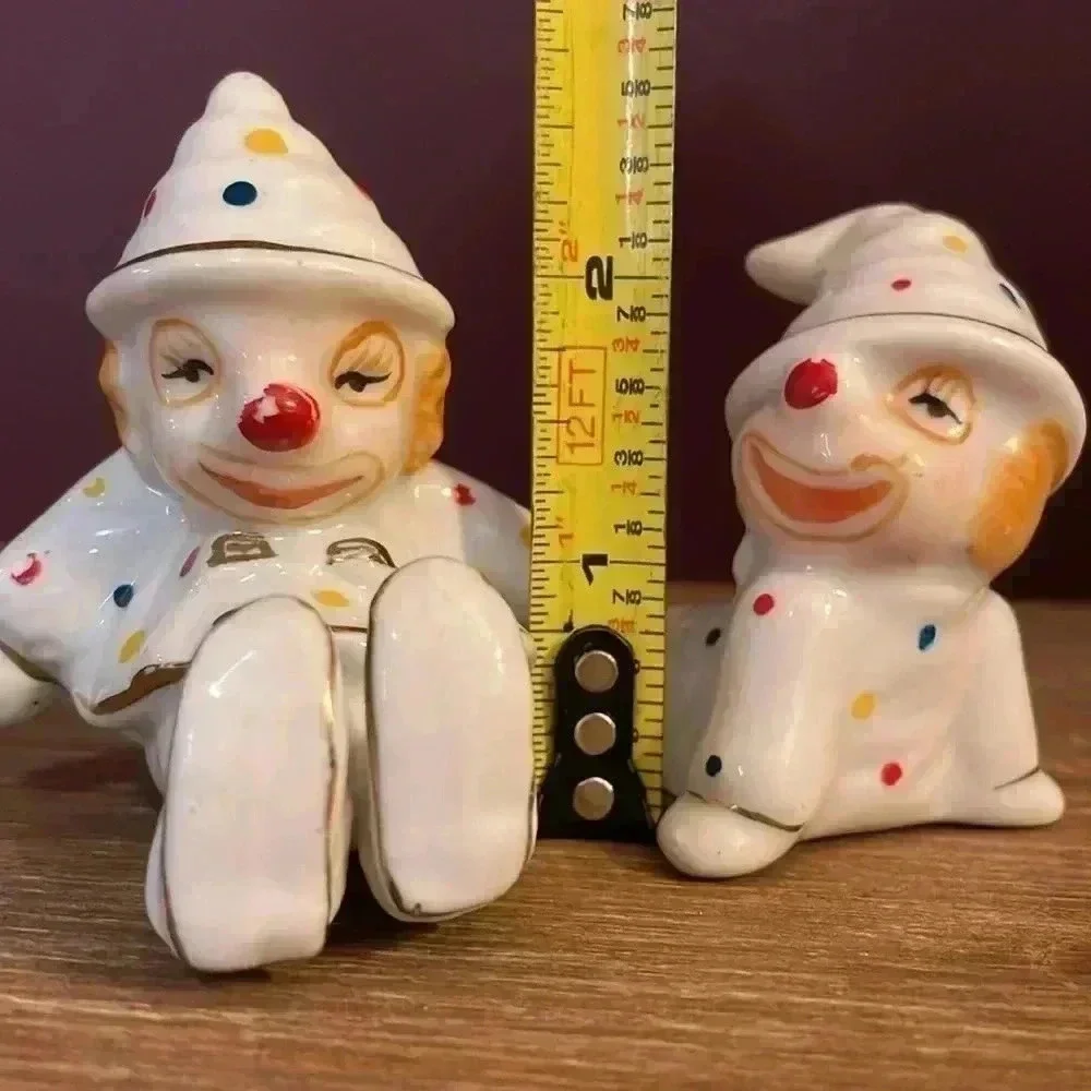 Kitschy Vintage Tumbling Silly Clown Figurines 2.5” Set of 2